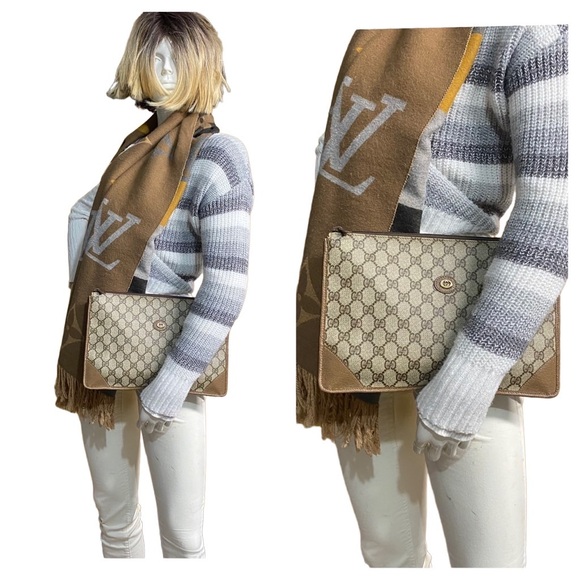 VINTAGE GUCCI Monogram Pvc Leather Clutch 💼 - Picture 4 of 17